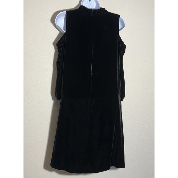 Tyler Boe Velvet Cold Shoulder Mock Neck Dress S  Black Elegant Party Cocktail S - Picture 2 of 10